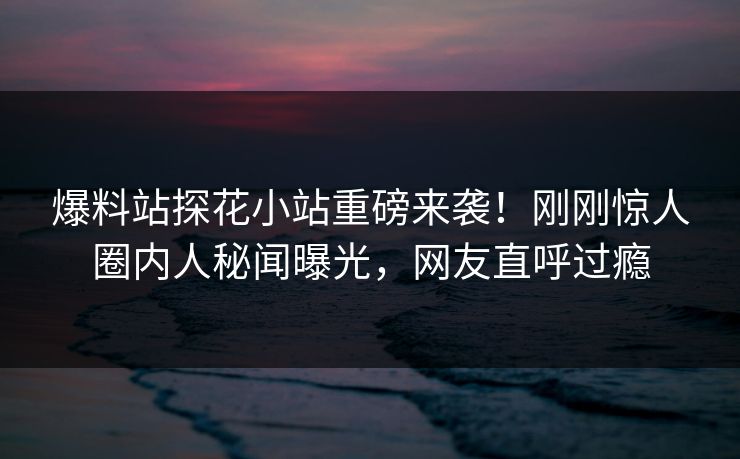 爆料站探花小站重磅来袭！刚刚惊人圈内人秘闻曝光，网友直呼过瘾  第1张