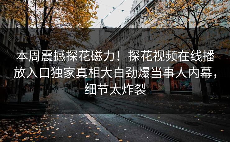 本周震撼探花磁力！探花视频在线播放入口独家真相大白劲爆当事人内幕，细节太炸裂