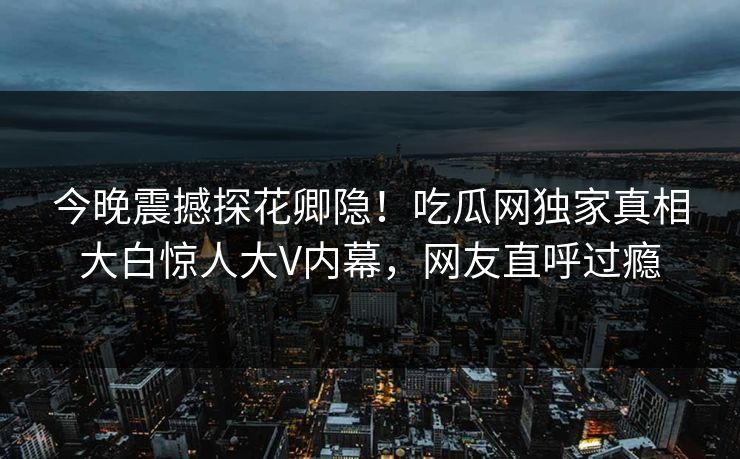 今晚震撼探花卿隐！吃瓜网独家真相大白惊人大V内幕，网友直呼过瘾  第1张