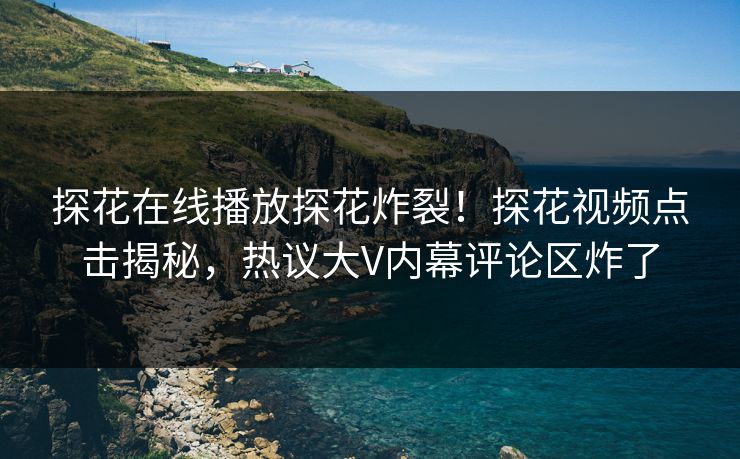探花在线播放探花炸裂！探花视频点击揭秘，热议大V内幕评论区炸了  第1张