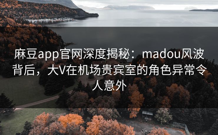 麻豆app官网深度揭秘：madou风波背后，大V在机场贵宾室的角色异常令人意外  第1张