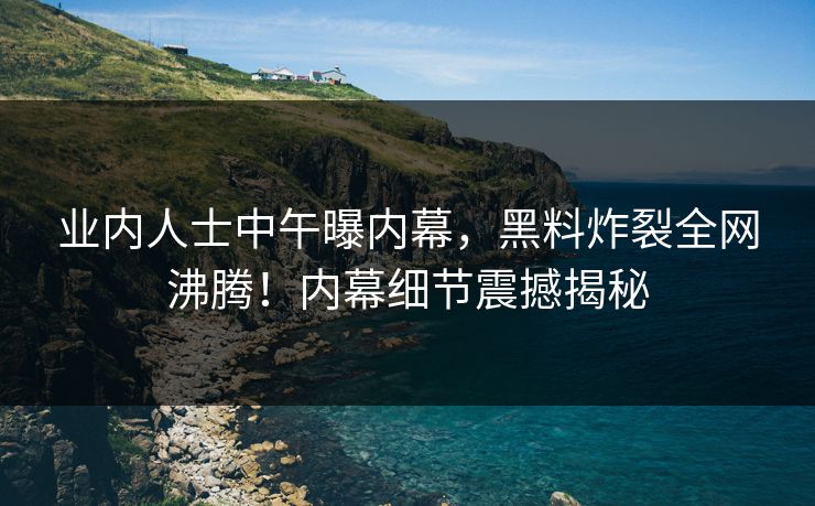 业内人士中午曝内幕，黑料炸裂全网沸腾！内幕细节震撼揭秘