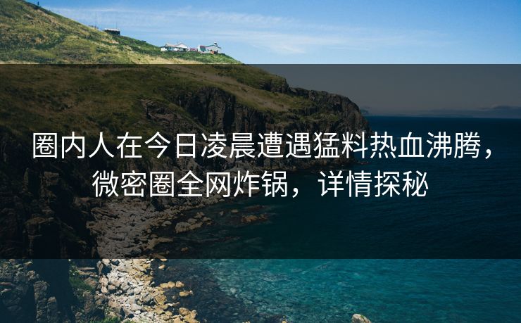 圈内人在今日凌晨遭遇猛料热血沸腾，微密圈全网炸锅，详情探秘  第1张