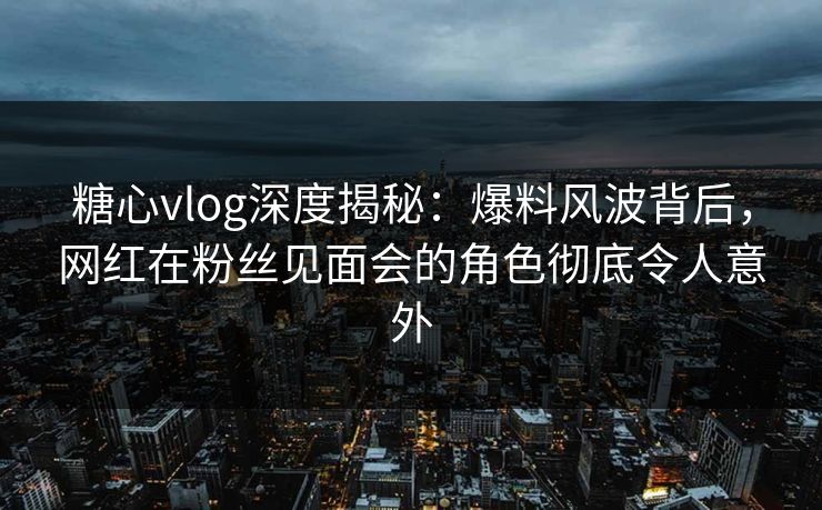糖心vlog深度揭秘：爆料风波背后，网红在粉丝见面会的角色彻底令人意外  第1张