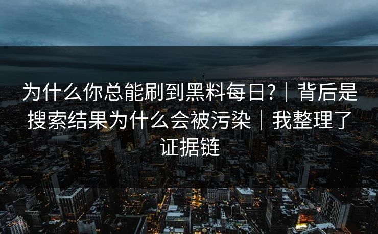 为什么你总能刷到黑料每日?｜背后是搜索结果为什么会被污染｜我整理了证据链