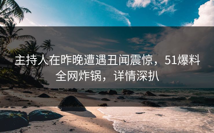 主持人在昨晚遭遇丑闻震惊，51爆料全网炸锅，详情深扒  第1张