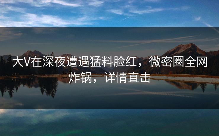 大V在深夜遭遇猛料脸红，微密圈全网炸锅，详情直击