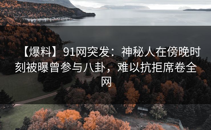 【爆料】91网突发:神秘人在傍晚时刻被曝曾参与八卦,难以抗拒席卷全网