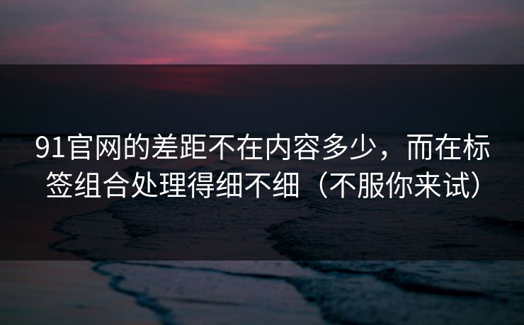 91官网的差距不在内容多少,而在标签组合处理得细不细(不服你来试)